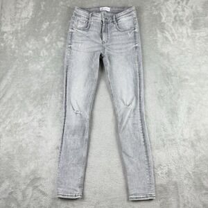 Zara‎ Jeans Womens 4 (24x27) Gray Denim Stretchy Skinny Leg Distressed Mid Rise